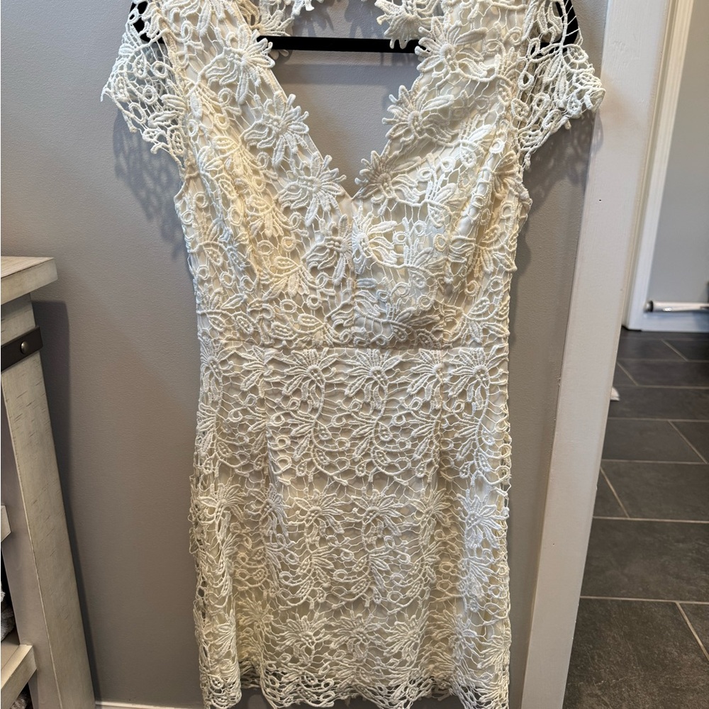 Entro White Sequin Sheath Mini Dress